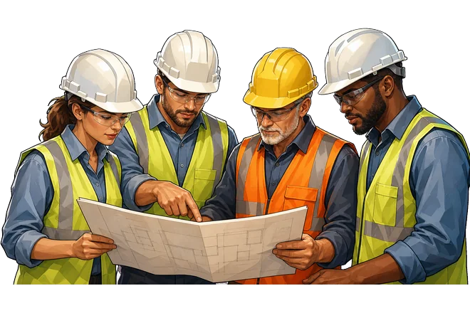 Reviewing contractor proposals on site